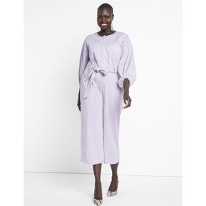 Eloquii Women's Plus Size 24 Purple Puff Sleeve Jumpsuit Casual